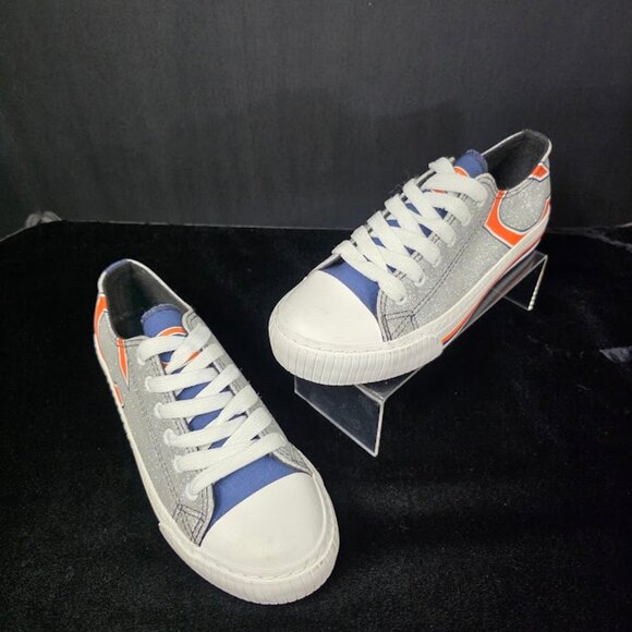 NWOT Chicago Bears Womens Glitter Low Top Canvas Shoe 9 - Picture 1 of 9